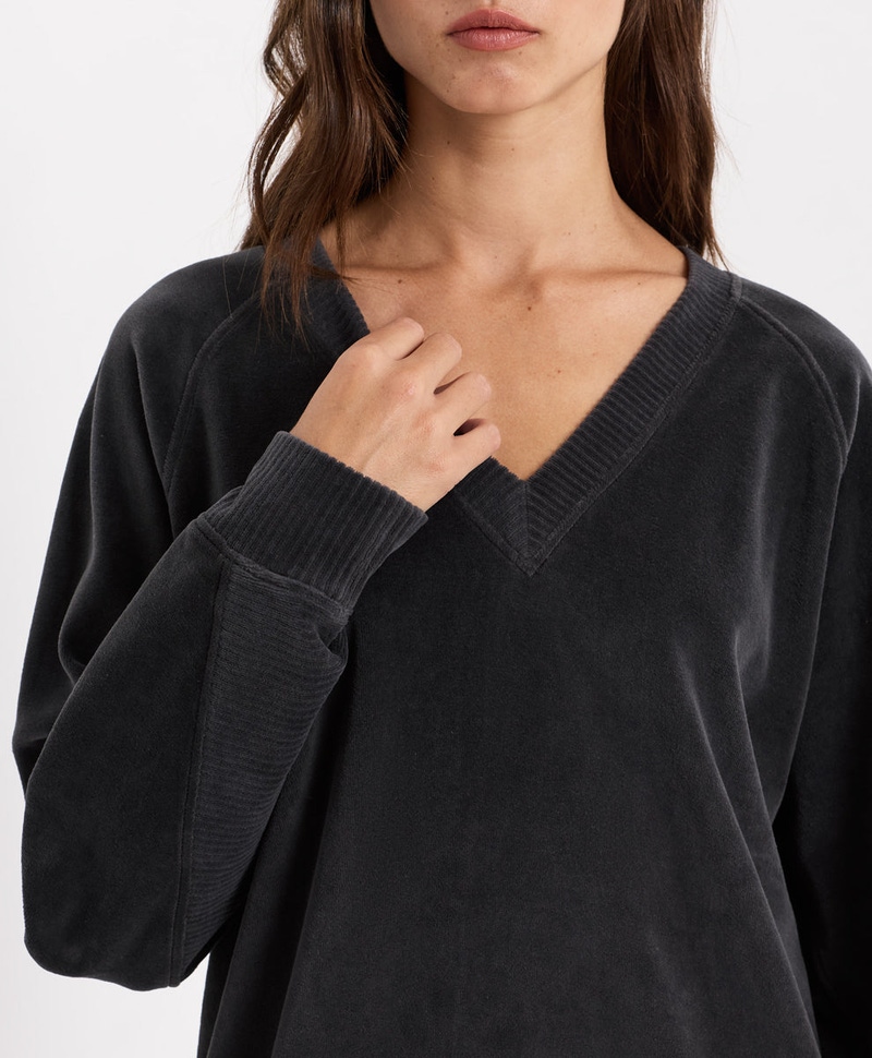 Women's Organic Pure Velour Oversized Sweatshirt, Storm