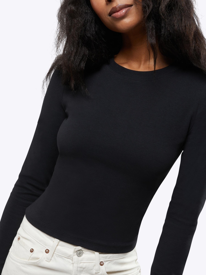 Women's Long Sleeve Tomboy Tee, Black