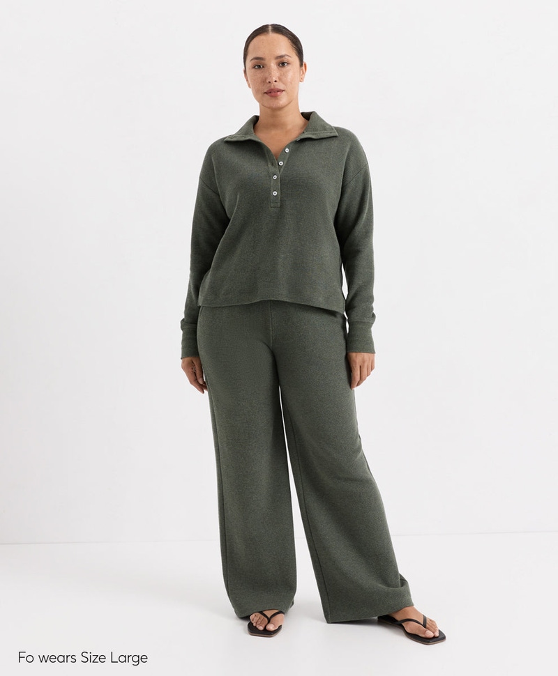 Women's Organic Luxe Waffle Wide Leg Pant