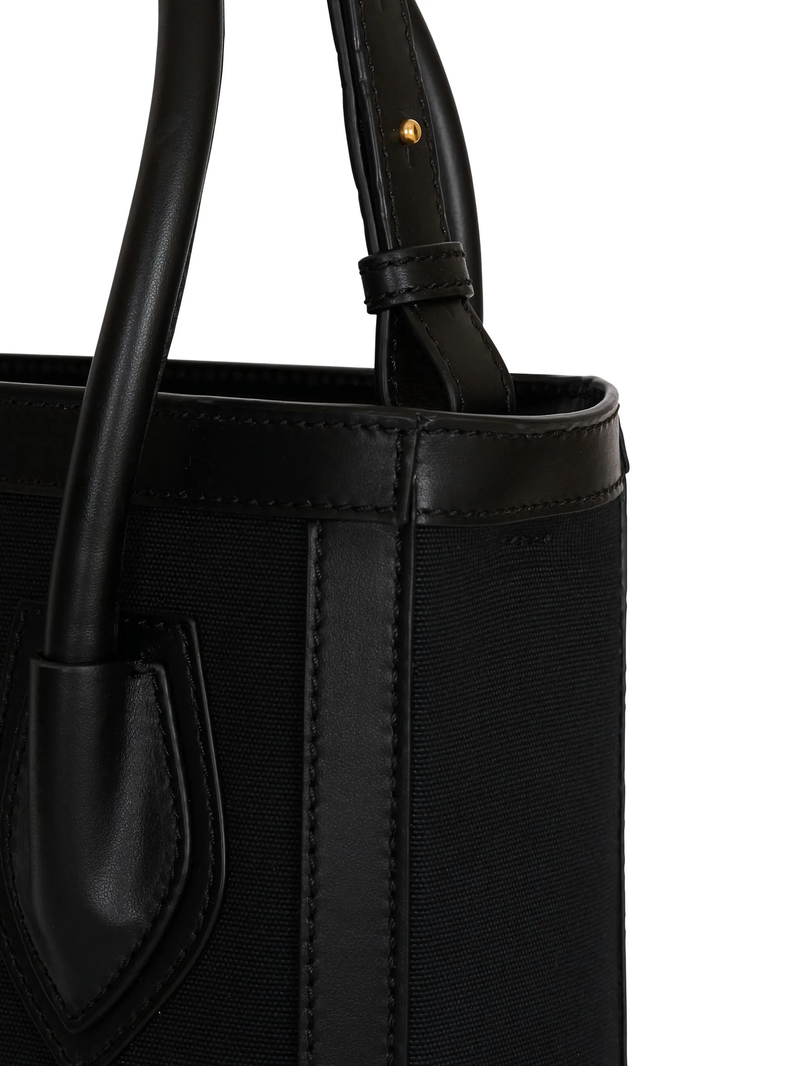 Leather Trimmed Canvas Tote Bag