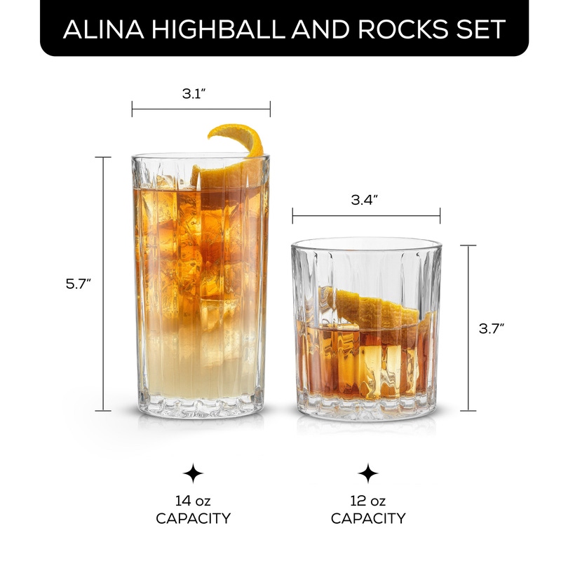 Ribbed Glassware 8 Piece Set