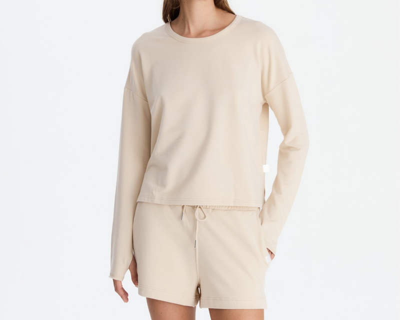 Light French Terry Long-Sleeved Top