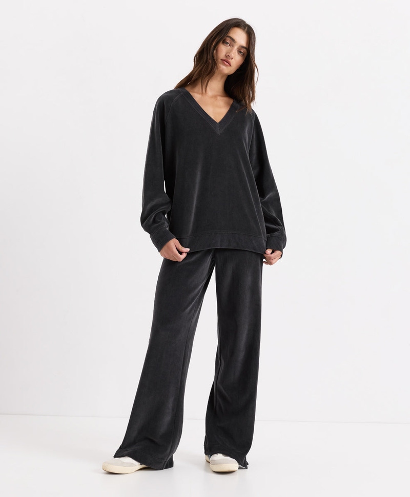 Women's Organic Pure Velour Oversized Sweatshirt, Storm