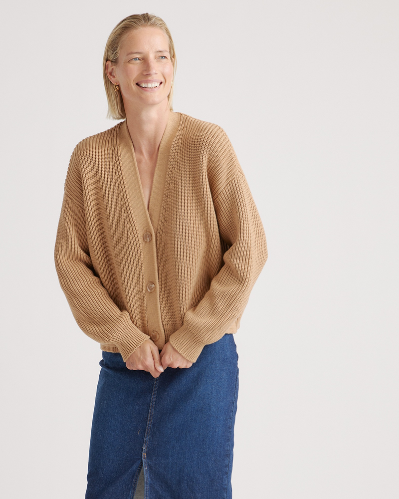 100% Organic Cotton Fisherman Boxy Cropped Cardigan