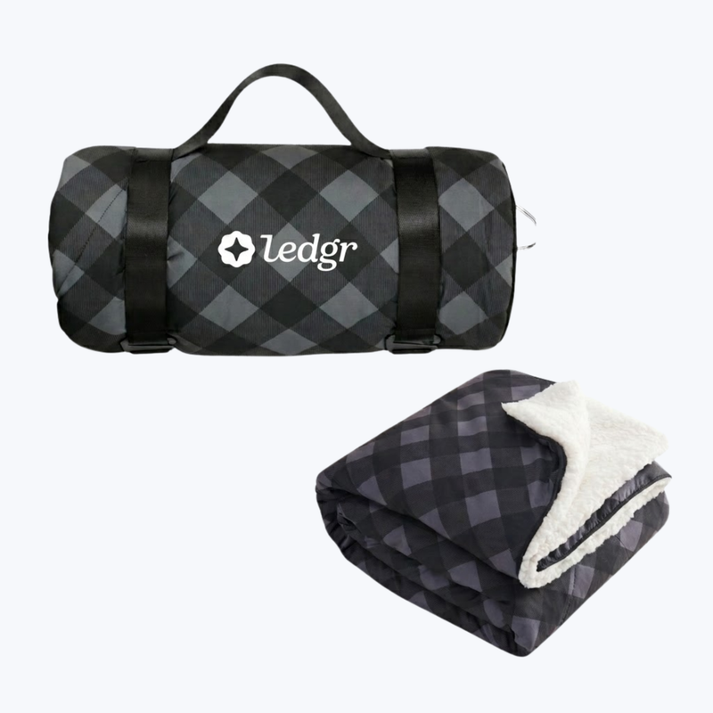Branded High Sierra Roll-Up Puffy Sherpa Blanket