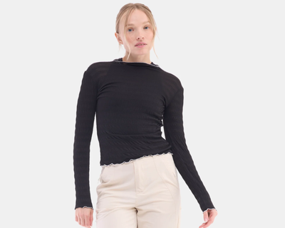 Ynes Long Sleeve Top, Black