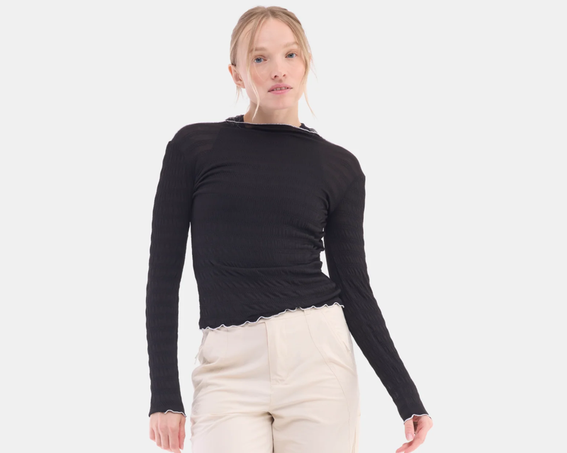 Ynes Long Sleeve Top, Black