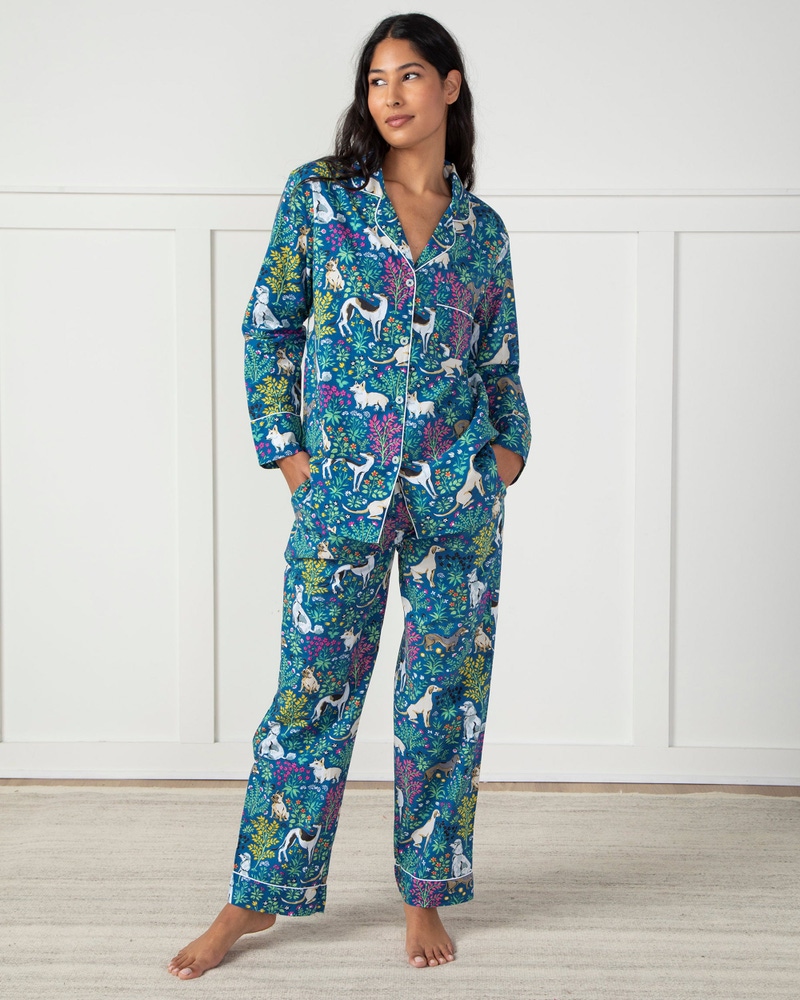 Long PJ Set in Must Love Dogs, Indigo