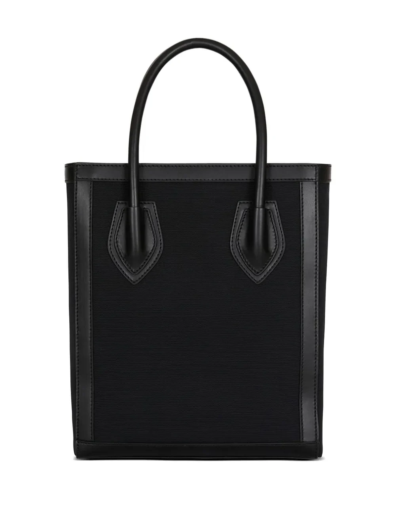 Leather Trimmed Canvas Tote Bag