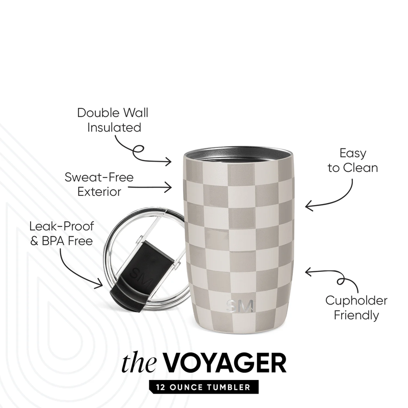 Voyager Pattern Tumbler with Clear Flip Lid & Straw, 12oz