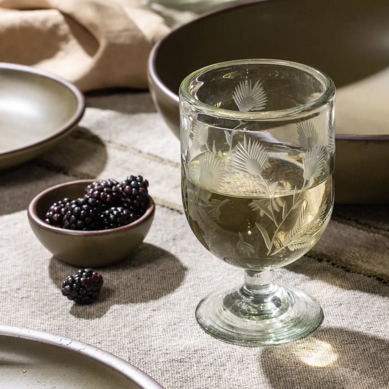 Etched Thistle Wine Glass Set of 4