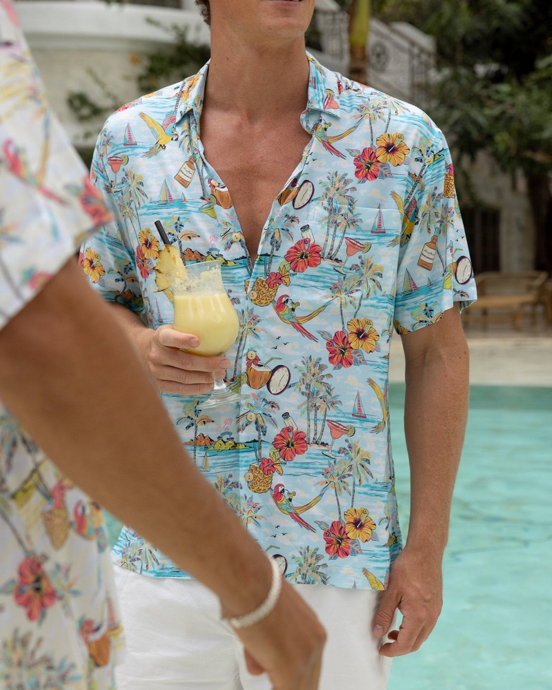Wastin' Away Again Margaritaville Blue Short Sleeve Shirt