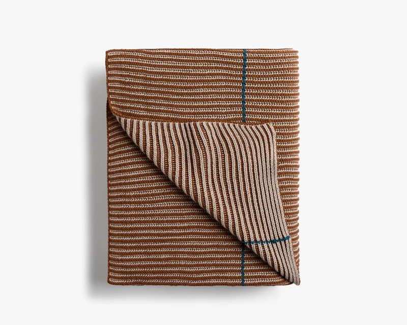 Organic Two-Tone Rib Knit Throw