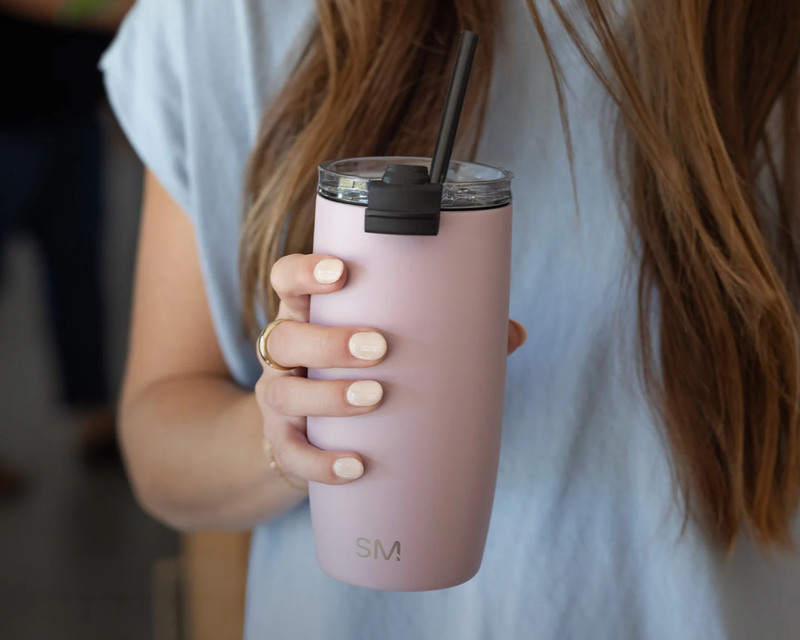 Voyager Solid Tumbler with Clear Flip Lid & Straw, 12oz