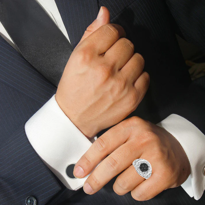 Diamond Halo Cluster Men's Ring