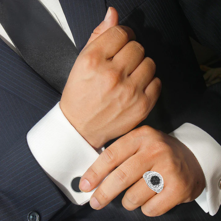 Diamond Halo Cluster Men's Ring