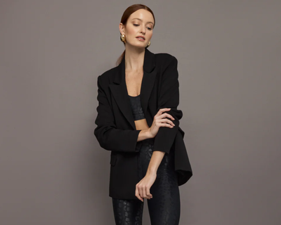 Single Breasted Blazer in Scuba, Black