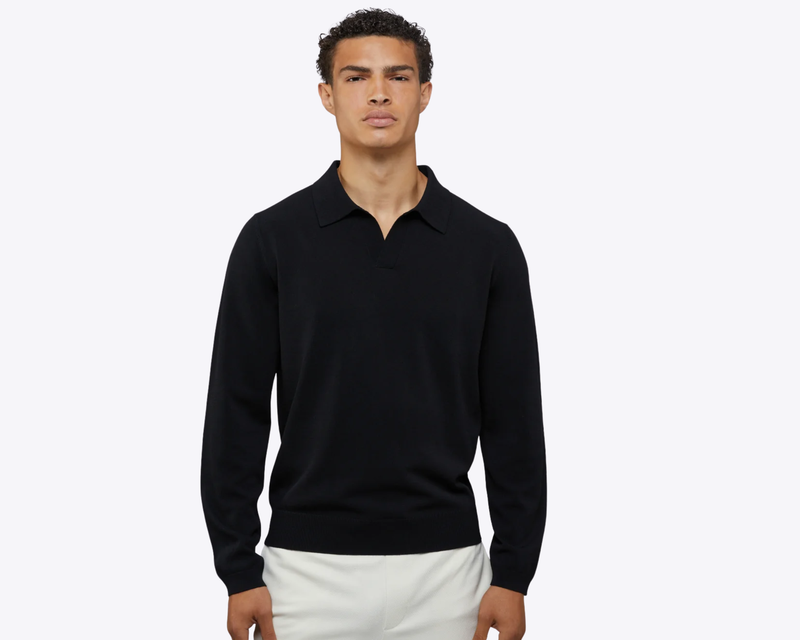 Men's Riviera Knit Long Sleeve Polo, Black