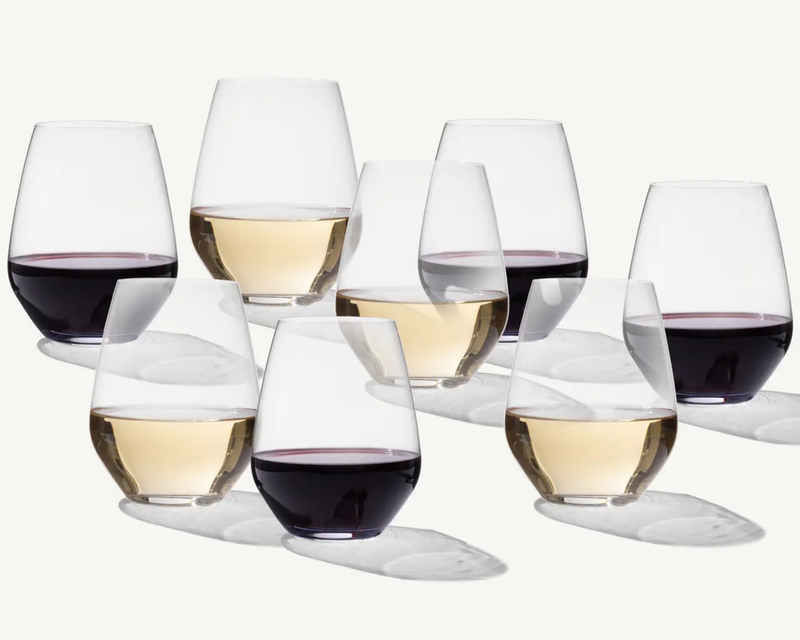 Stemless Crystal Wine Glasses, Set of 8