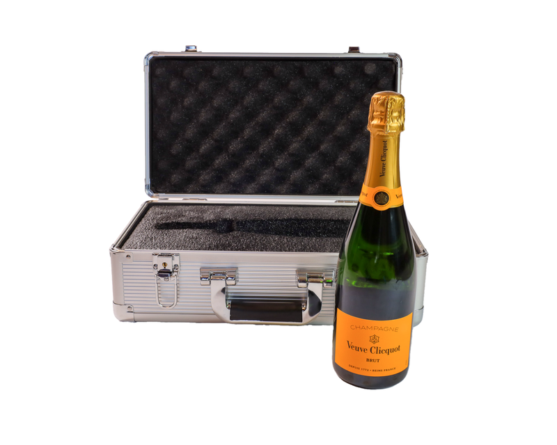One Bottle of Veuve Clicquot with VinBottle Silver Champagne Aluminum Case