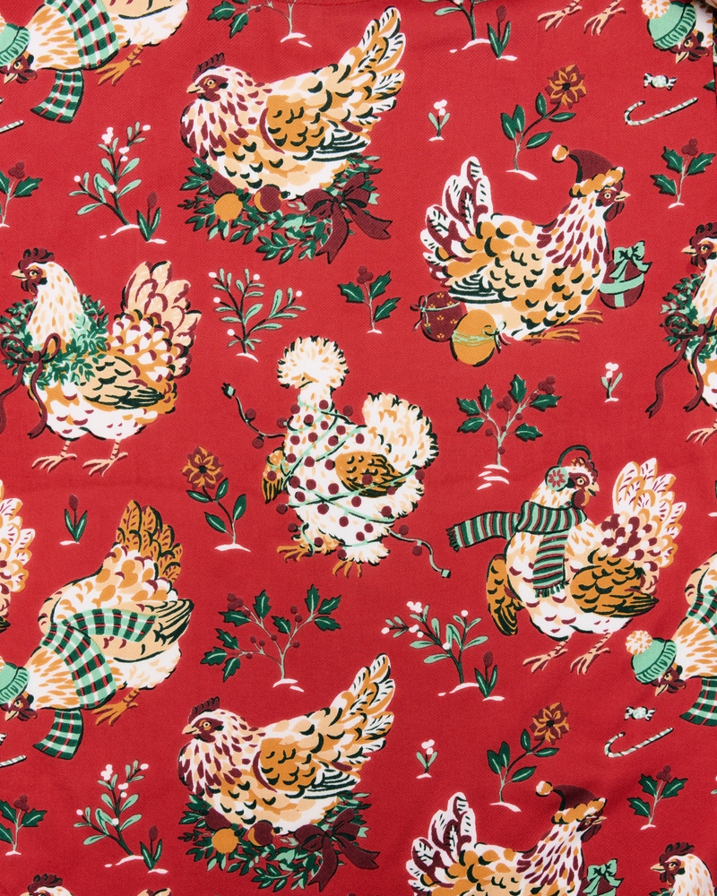 Set of 4 Dinner Napkins in Holiday Hens