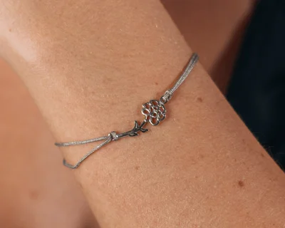 Sterling Silver Birth Flower Bolo Bracelet