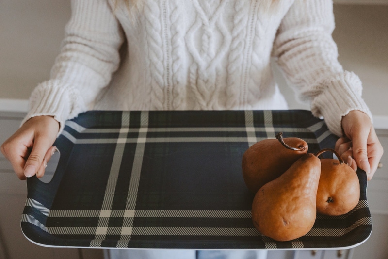 Navy Plaid Large Tray