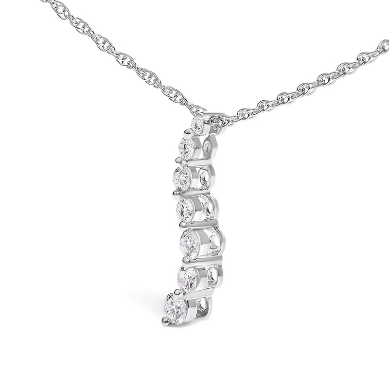 Sterling Silver Lab Grown Diamond Journey Pendant Necklace