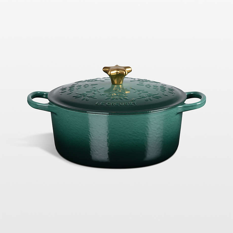 Noël Collection Signature 4.5 QT Round Dutch Oven with Embossed Tree and Star Knob