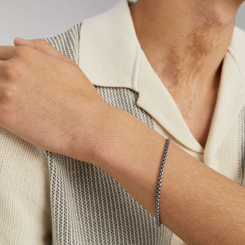 Men's Titanium Round Box Chain Bracelet