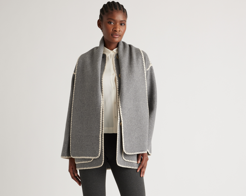 Double-Faced Merino Wool Scarf Coat