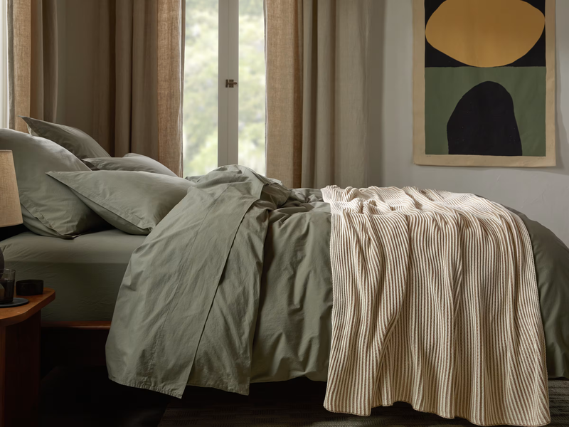 Organic Two-Tone Rib Knit Throw