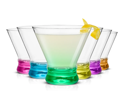 Hue Colored Stemless Martini Glasses, Set of 6