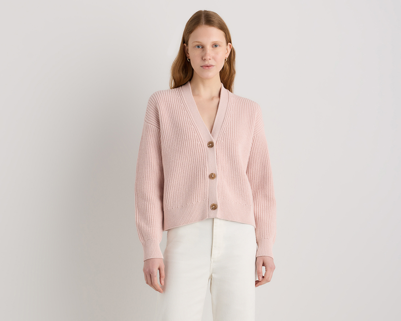 100% Organic Cotton Fisherman Boxy Cropped Cardigan