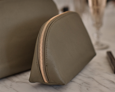 Italian Leather Pouch Tech and Travel Kit