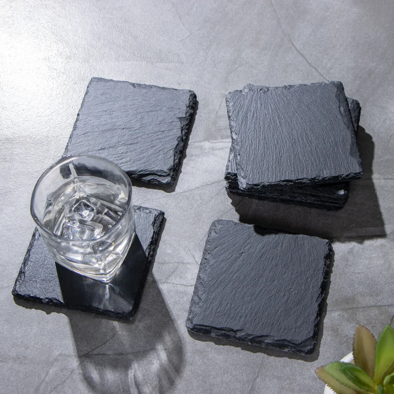 Slate Stone Drink Coasters, Set of Five