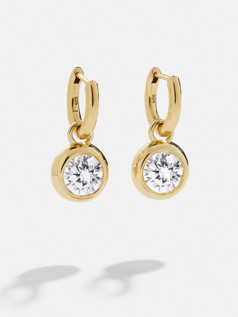 18K Gold Birthstone Drop Earrings