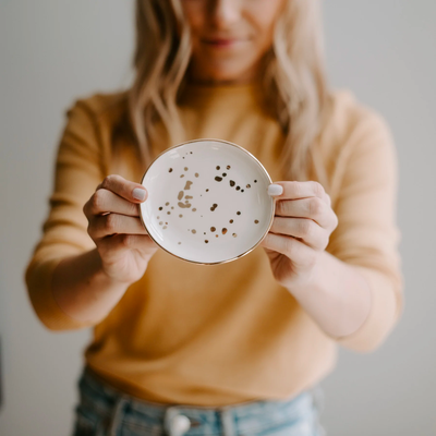 Ceramic Speckled Jewelry Dish