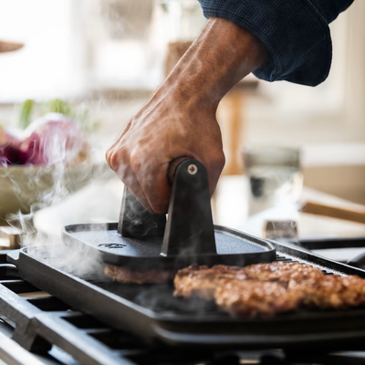 Cast Iron Reversible Griddle and Grill Press