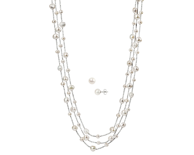 Silver Trace Necklace and Earrings Set