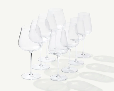 8-Piece Red and White Glassware Set