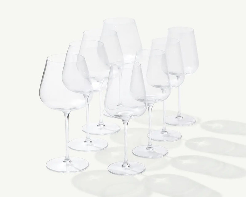 8-Piece Red and White Glassware Set