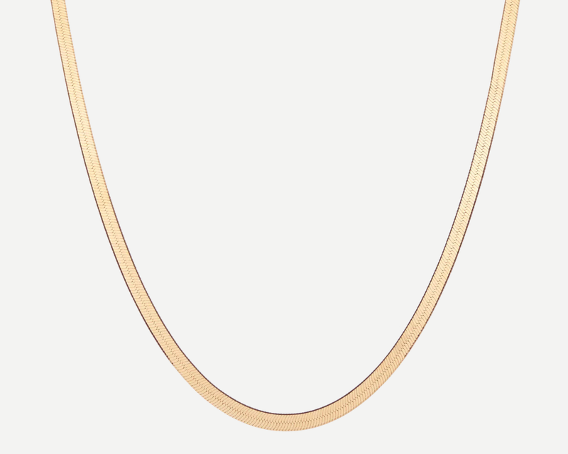 Gold Herringbone Chain Necklace