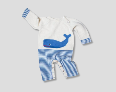 Whale Organic Baby Romper Long Knit
