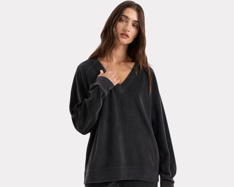 Women's Organic Pure Velour Oversized Sweatshirt, Storm