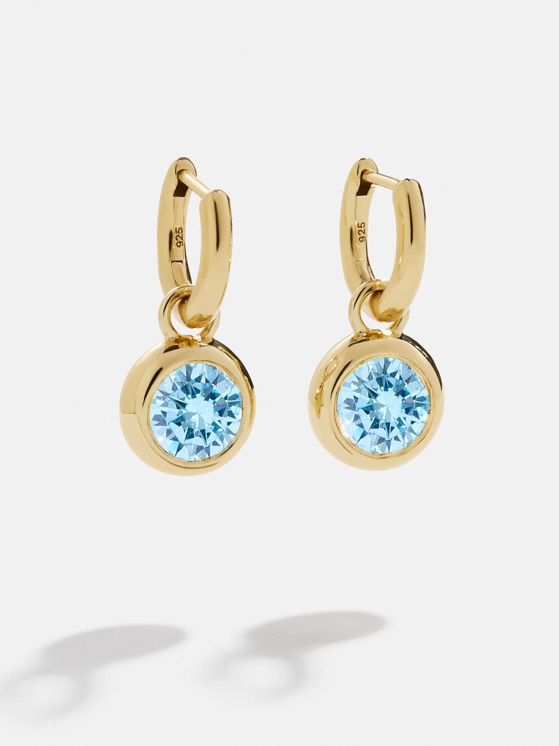 18K Gold Birthstone Drop Earrings