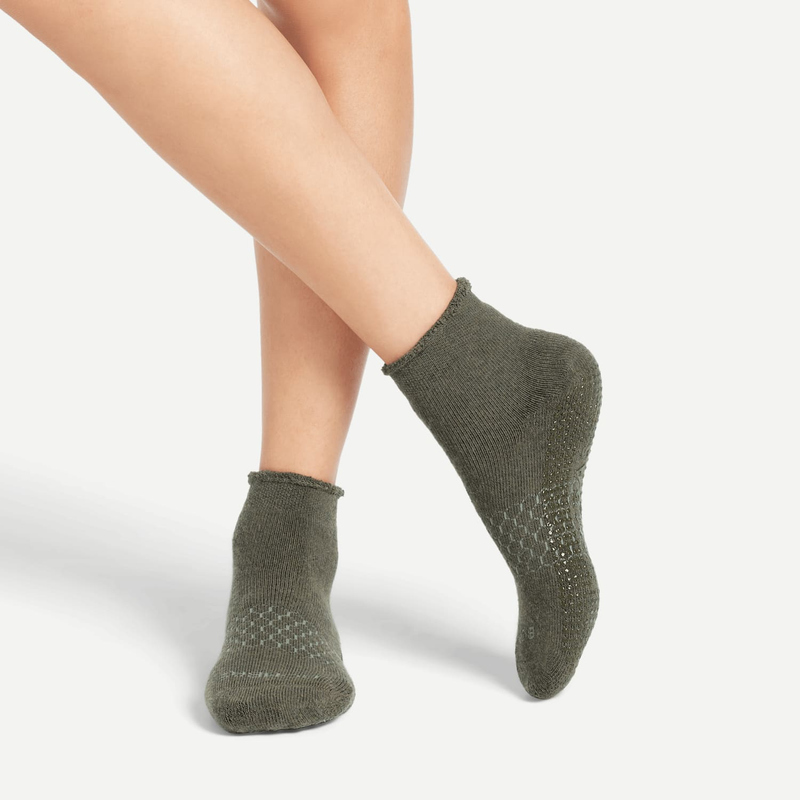 Women's Merino Wool Blend Roll-Top Gripper House Socks