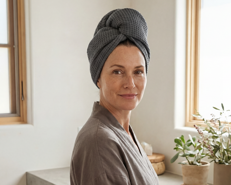 Bamboo Waffle Hair Towel