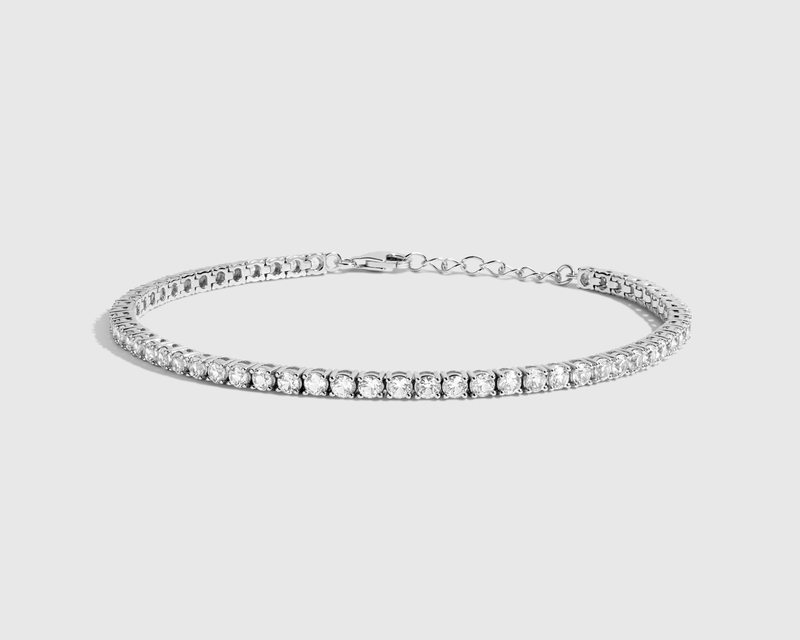 Lab Grown White Sapphire Tennis Anklet