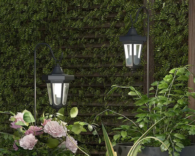 Solar Outdoor Lantern Light Set with Shepherd Hooks